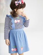 Baby Cherry Pinafore Dress with T-shirt, Blue (BLUE), large