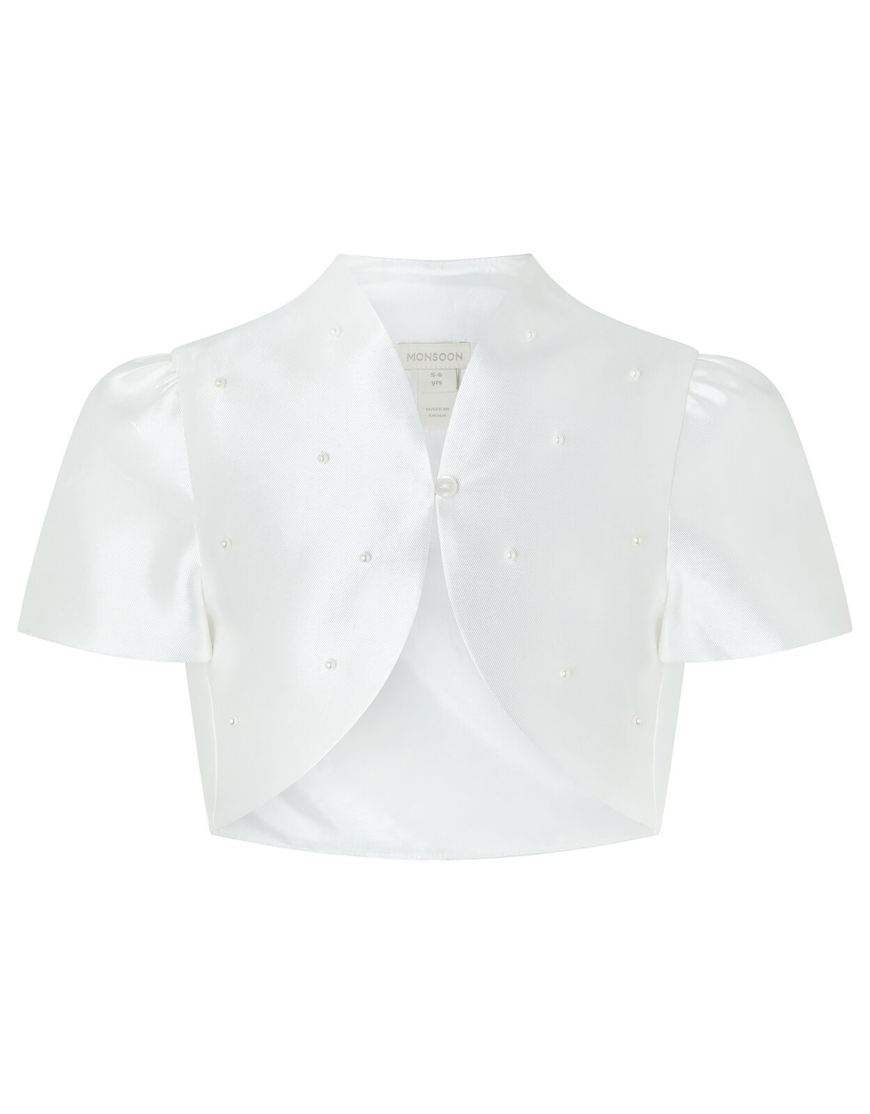 Henrietta Duchess Twill Cover Up with Pearls White