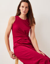 Sleeveless Tie-Side Column Midi Dress, Red (RED), large