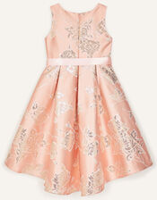 Metallic Floral Jacquard Dress, Pink (PINK), large