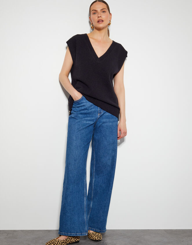 Zuri Zip Detail Knitted Vest, Black (BLACK), large