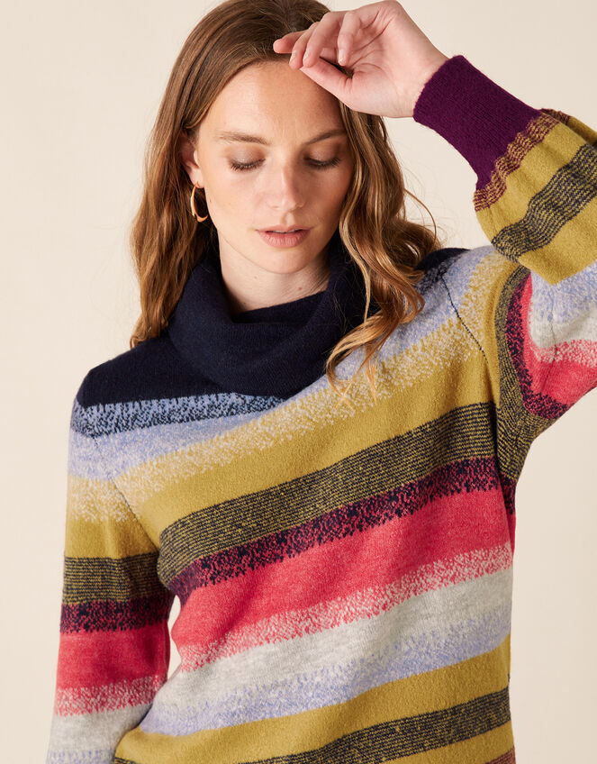 Brushed Stripe Knit Jumper, Multi (MULTI), large