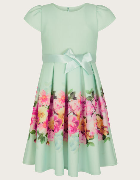 Floral Border Print Scuba Dress Green, Green (MINT), large