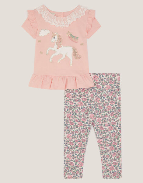Baby Unicorn T-Shirt & Floral Leggings Set, Pink (PINK), large