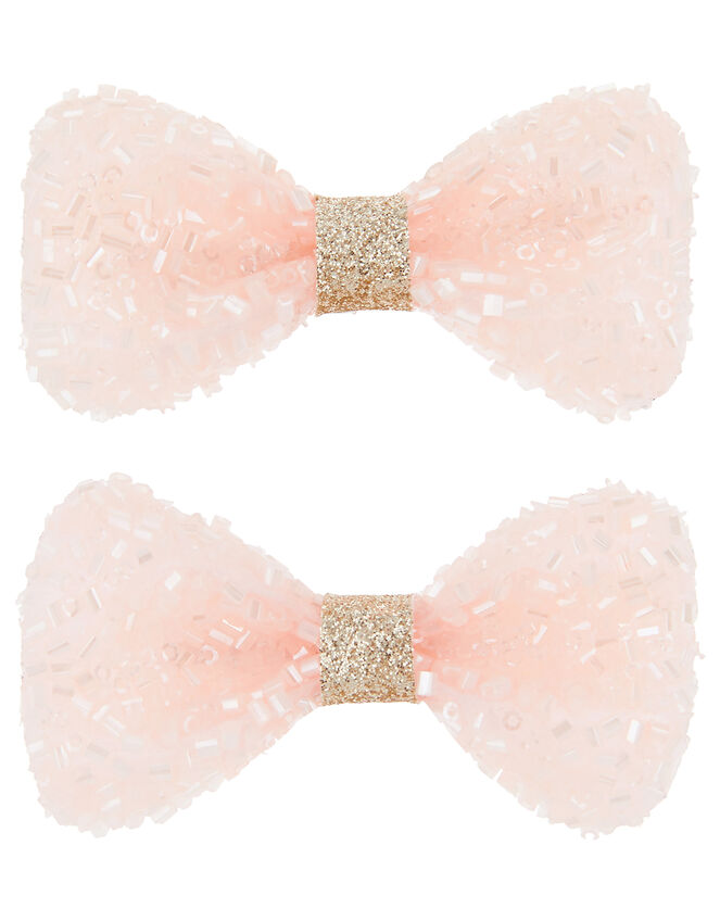 Sasha Beaded Bow Hair Clips, , large