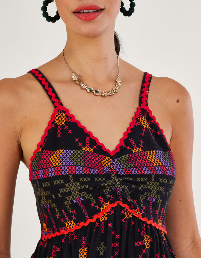 Geometric Print Jersey Sundress, Black (BLACK), large