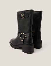 Jade Leather Biker Boots, Black (BLACK), large
