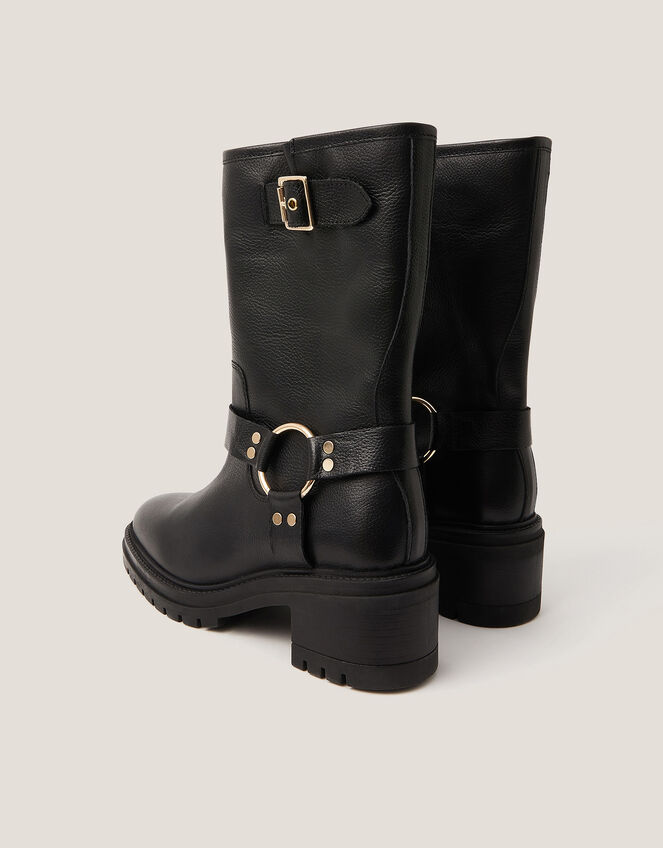 Jade Leather Biker Boots, Black (BLACK), large