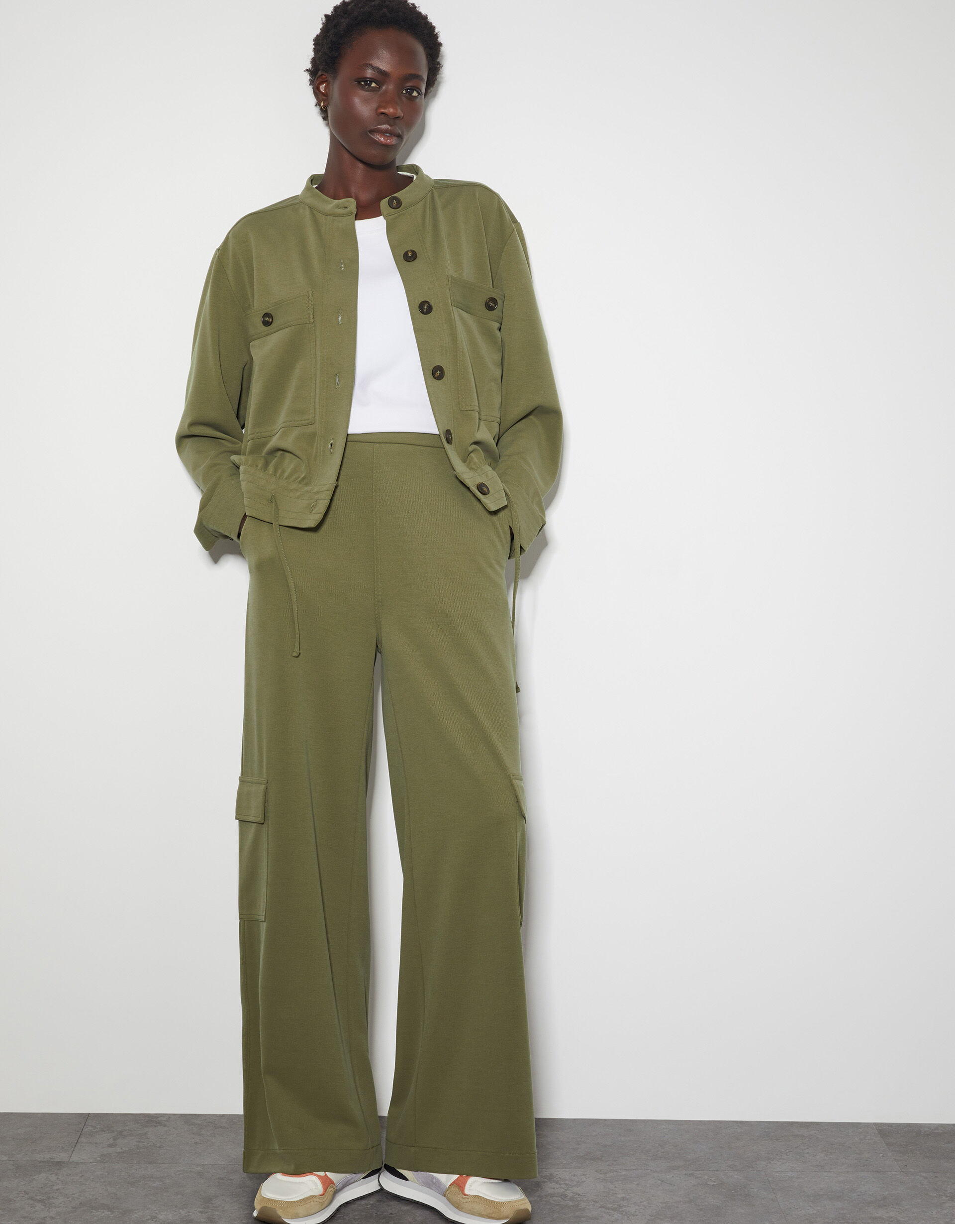 Una Wide Leg Utility Trousers Green Trousers Leggings Monsoon Global