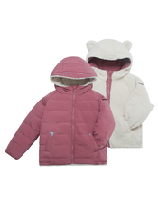 Töastie Reversible Teddy Fleece Puffer Jacket, Pink (PINK), large