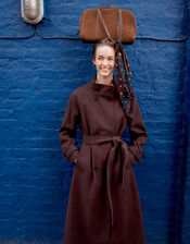 Tia Funnel Trench Coat, Brown (CHOCOLATE), large