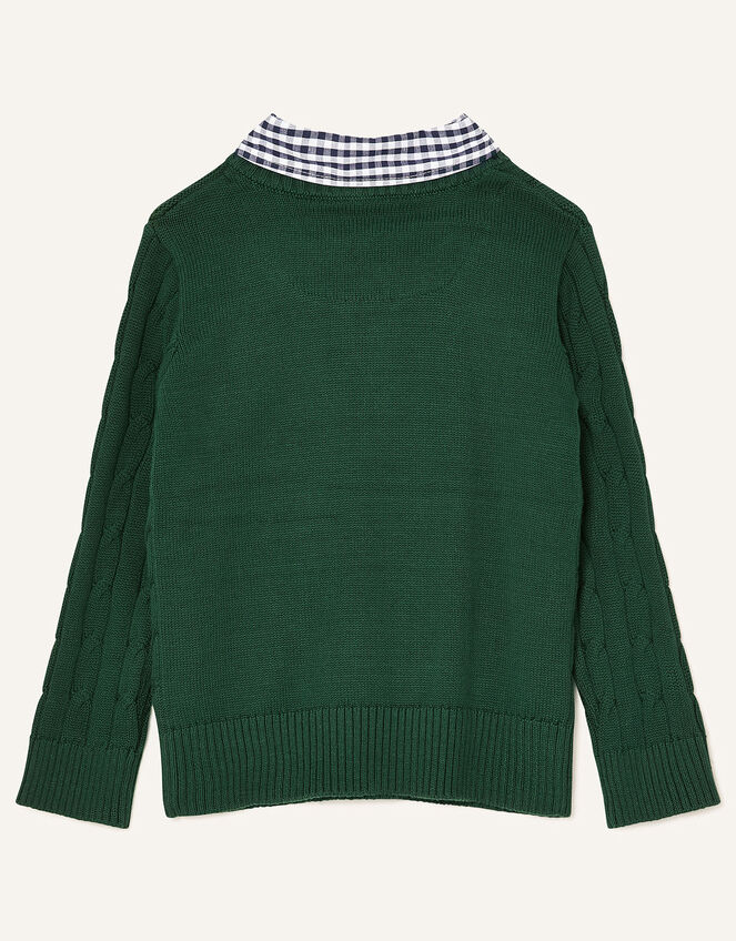 Mock Collar Cable Knit Jumper, Green (GREEN), large