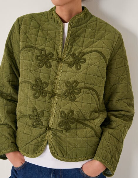 Gaia Quilted Corduroy Jacket, Green (GREEN), large