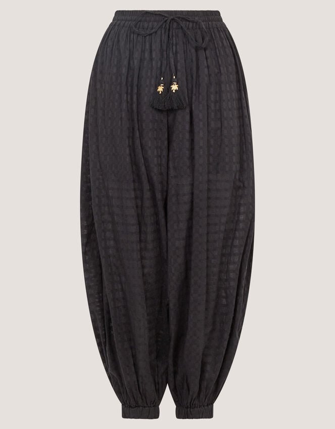 Nora Textured Cotton Balloon Trousers, Black (BLACK), large