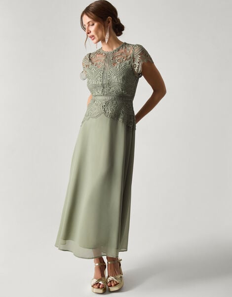 Monica Lace Midi Bridesmaid Dress, Green (PALE GREEN), large