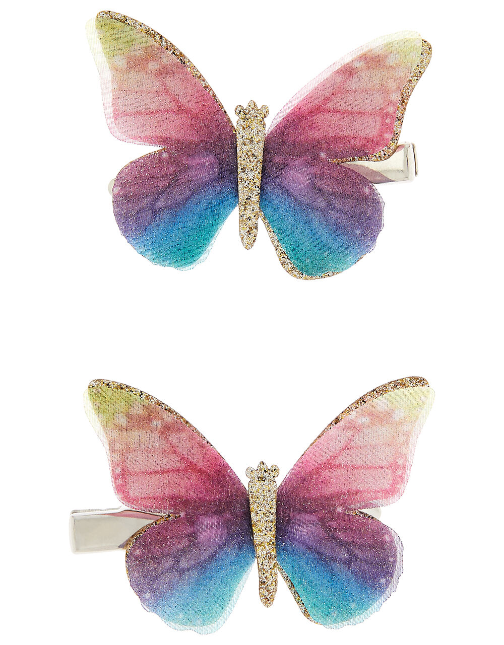 Rainbow Butterfly Hair Clips