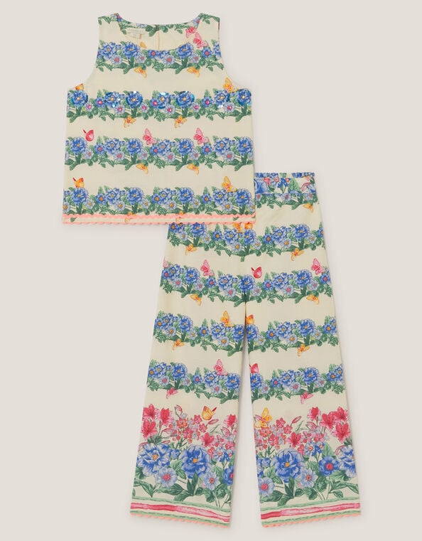 Clara Floral Print Top & Trouser Set, Ivory (IVORY), large