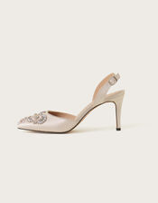 Embellished Slingback Bridal Shoes, Natural (CHAMPAGNE), large
