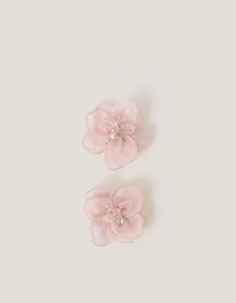 2-Pack Flower Bead Hair Clips, Pink (PALE PINK), large