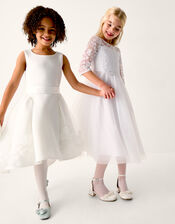 Eloise Appliqu&eacute; Rose Dress, Ivory (IVORY), large