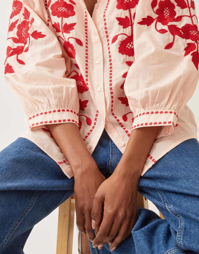 Bronte Floral Embroidered Blouse, Pink (PALE PINK), large