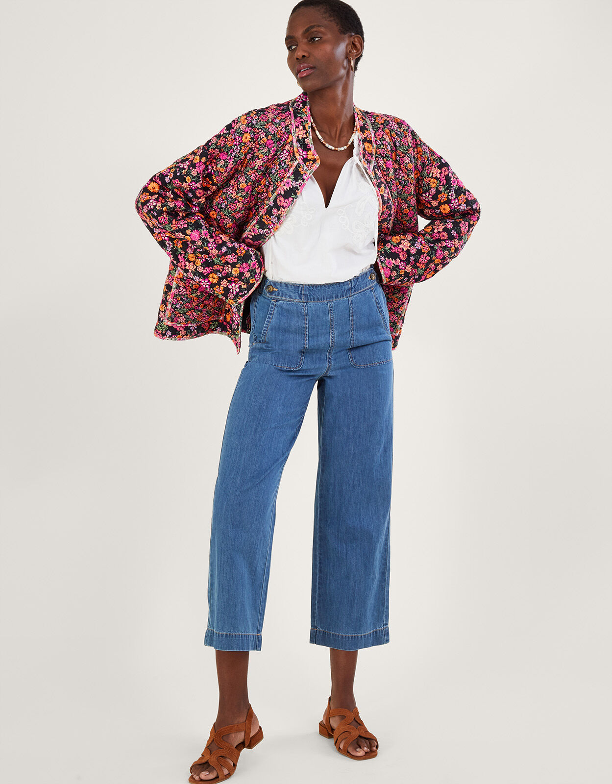 Ditsy denim discount quilted jacket