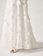 Clare Floral Embroidered Bardot Wedding Dress, Ivory (IVORY), large