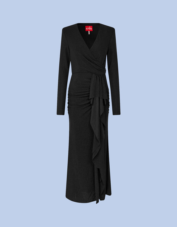 Crās Ruffle Wrap Maxi Dress, Black (BLACK), large