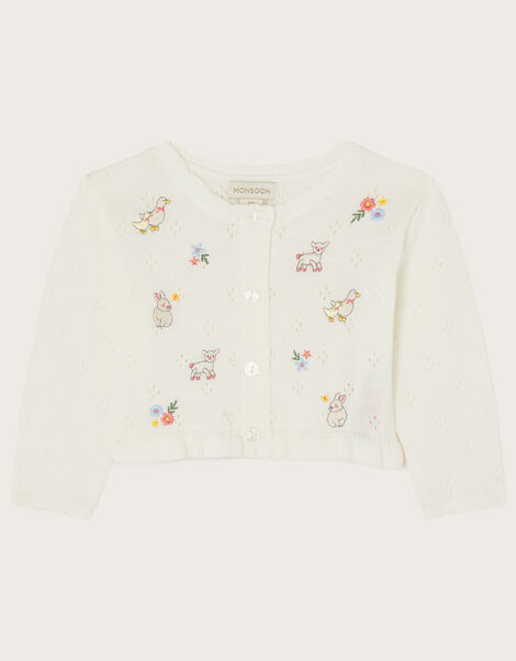 Newborn Farm Animals Cardigan, Ivory (IVORY), large