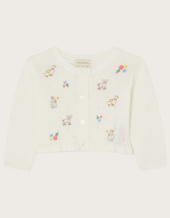 Newborn Farm Animals Cardigan, Ivory (IVORY), large