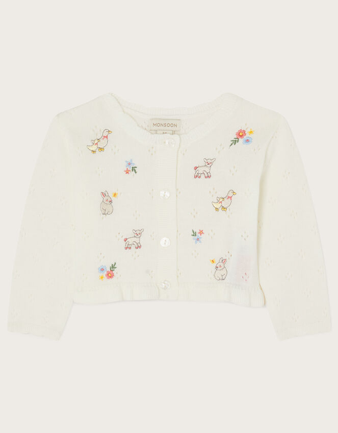 Newborn Farm Animals Cardigan, Ivory (IVORY), large