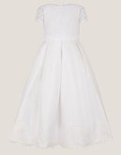 Lola Bow Lace Trim Dress, White (WHITE), large