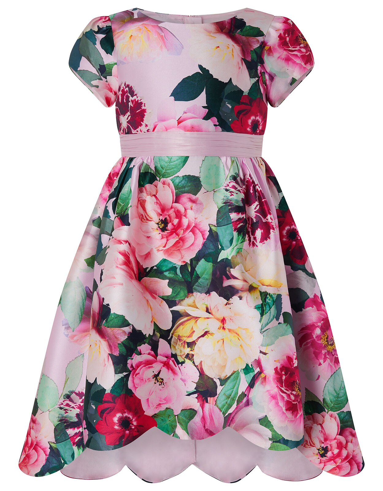 Belle Floral Print Scalloped Hem Dress Pink