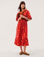 Libby Floral Jersey Midi Dress, Red (RED), large