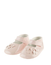 Baby Patent Butterfly Booties, Pink (PALE PINK), large