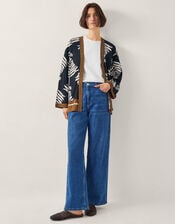 Pamela Print Linen-Blend Jacket, Black (BLACK), large