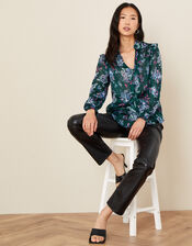 Diya Shimmer Paisley Blouse, Teal (TEAL), large