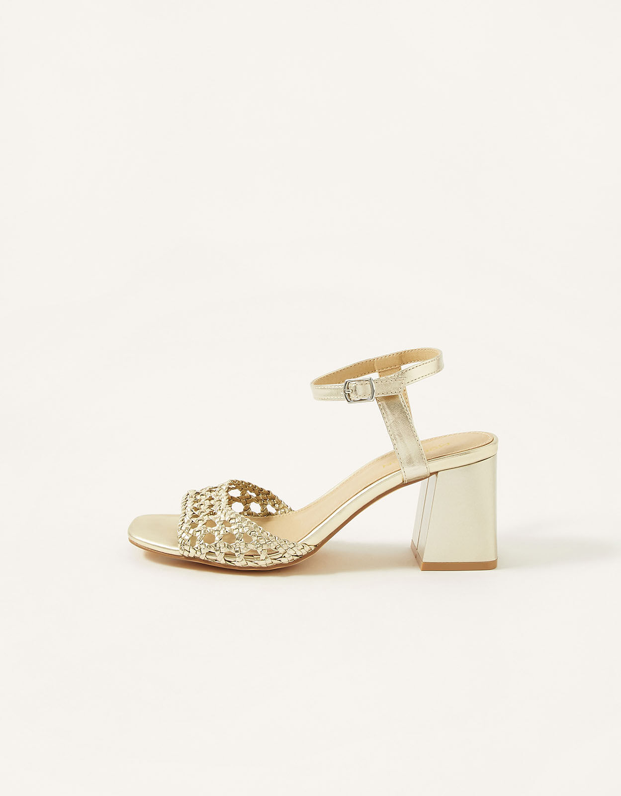 Wendy Woven Block Heel Sandals Gold