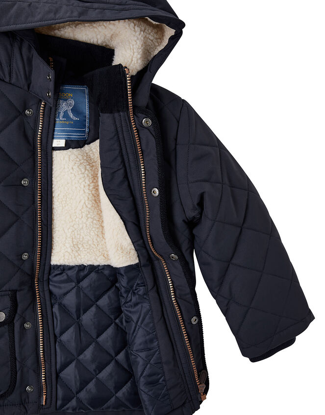 Quilted Coat with Hood, Blue (NAVY), large