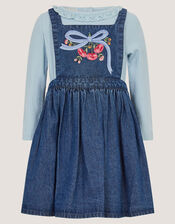 Baby Mon Cheri Top & Chambray Dress Set, Blue (BLUE), large