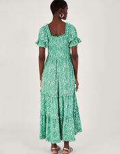 Gigi Print Bardot Maxi Dress, Green (GREEN), large