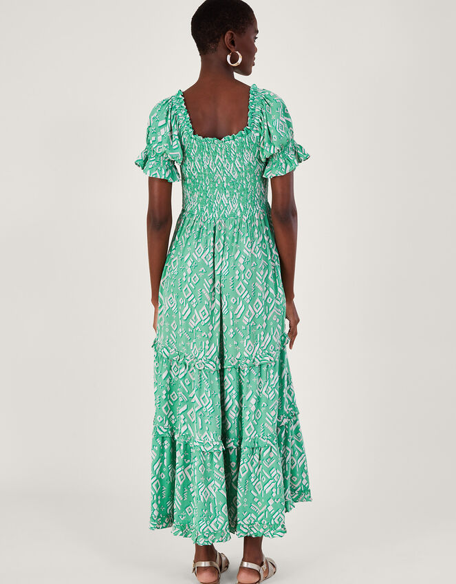 Gigi Print Bardot Maxi Dress, Green (GREEN), large