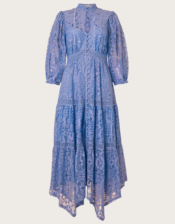 Rhea Lace Hanky Hem Shirt Dress, Blue (BLUE), large