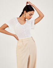 Angel Sleeve Pointelle Top, Ivory (IVORY), large