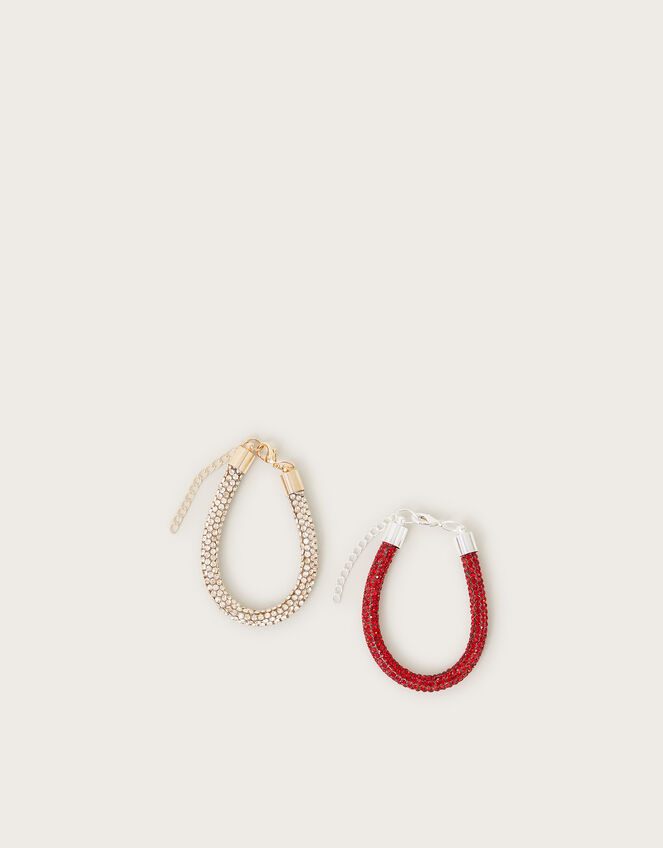 2-Pack Diamante Tube Bracelets, , large