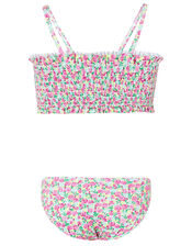 Ditsy Floral Shirred Bikini Set, Green (GREEN), large