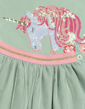 Sequin Unicorn Top & Skirt Set, Green (GREEN), large