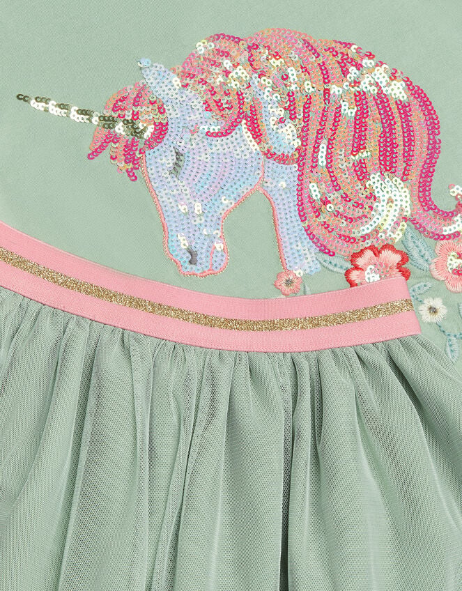 Sequin Unicorn Top & Skirt Set, Green (GREEN), large