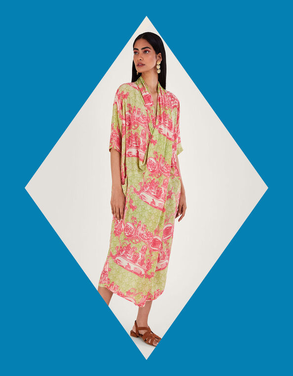 One Hundred Stars Ancient Columns Print Rachel Dress, Pink (PINK), large