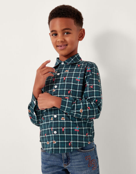 Christmas Check Shirt, Green (GREEN), large